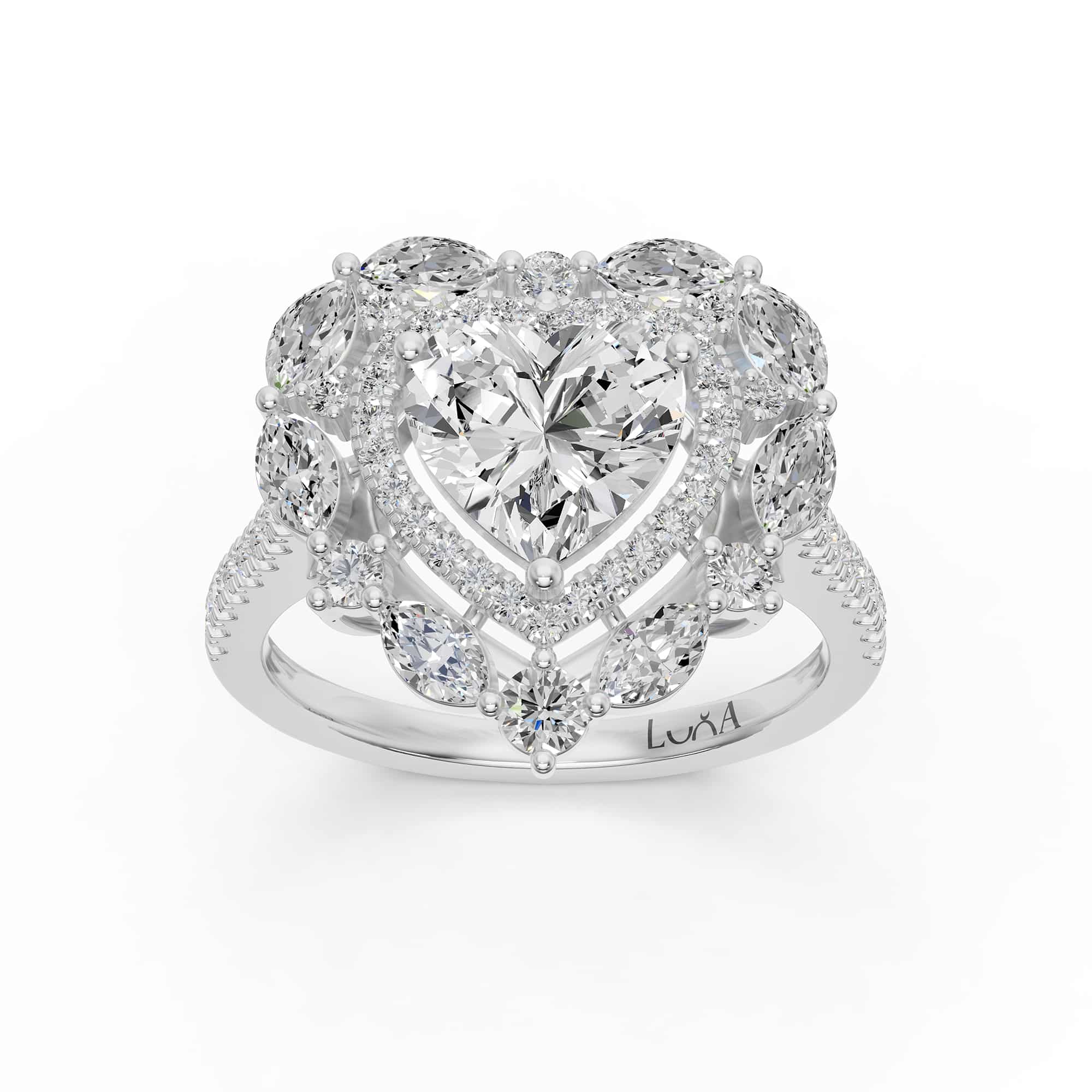 2.80 Karat Özel Tasarım Kalp Pırlanta Yüzük