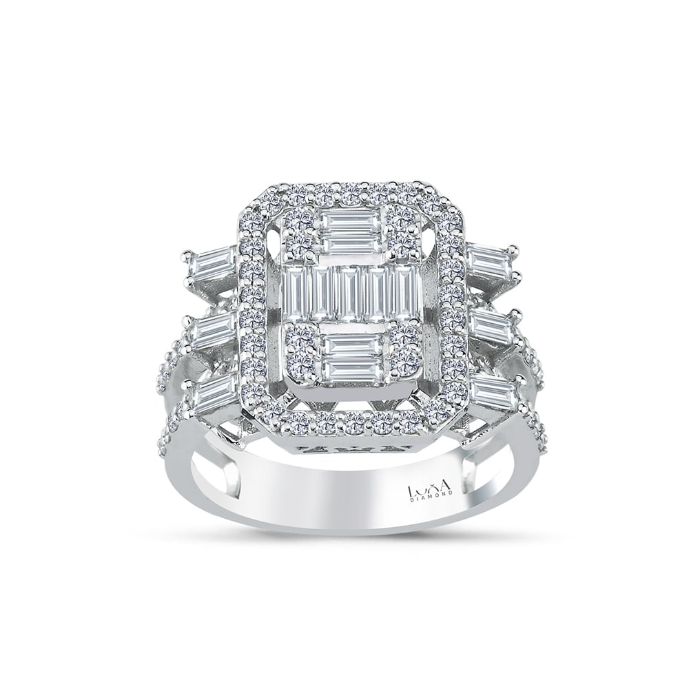 1.32 karat pırlanta tasarım baget yüzük