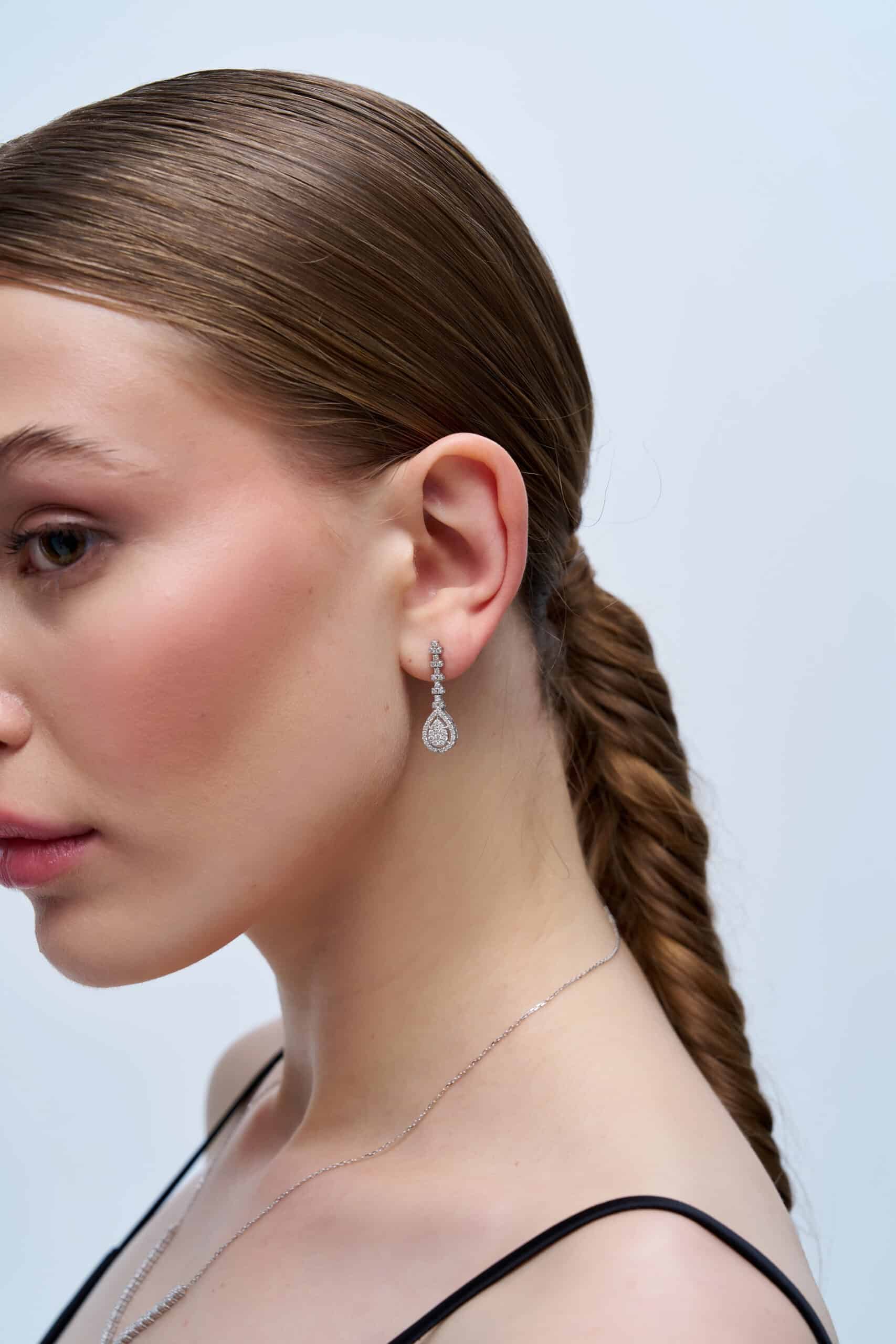 0.75 Karat Tasarım Pırlanta Küpe